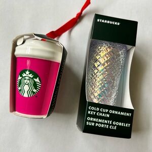 Starbucks Pink and White Cold Cup Key Chain Ornament